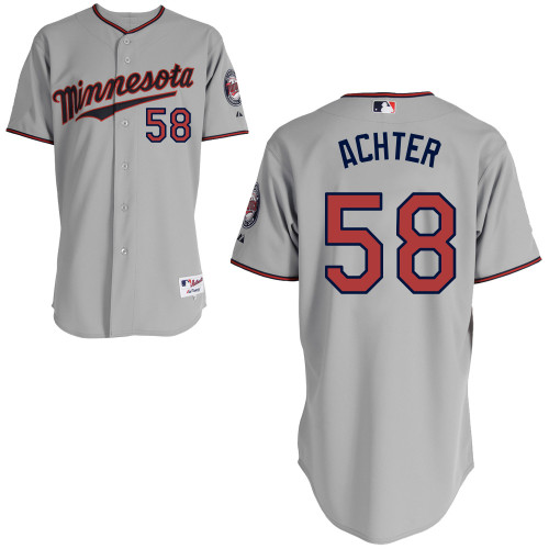 A-J Achter #58 MLB Jersey-Minnesota Twins Men's Authentic 2014 ALL Star Road Gray Cool Base Baseball Jersey
